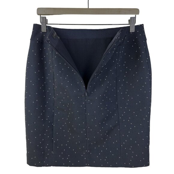 Ann Taylor Navy Textured Dotted Pencil Skirt Size 8 - Picture 4 of 8